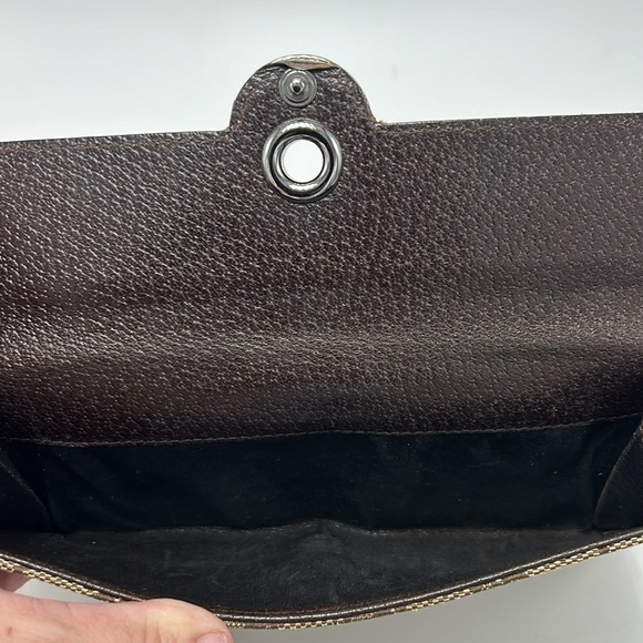 Authentic Vintage Gucci Double Snap Brown Web Long Wallet - Picture 13 of 13